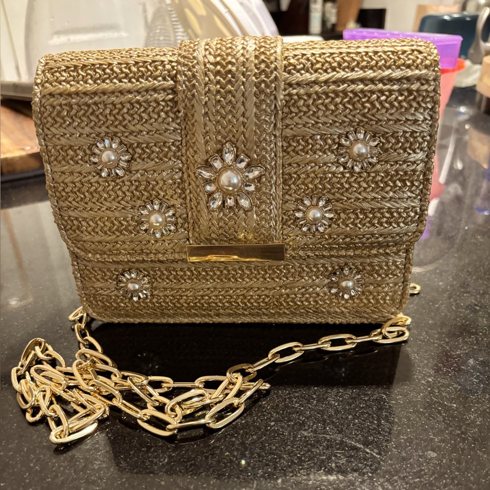 NWT Lilly Pulitzer Straw crossbody clutch